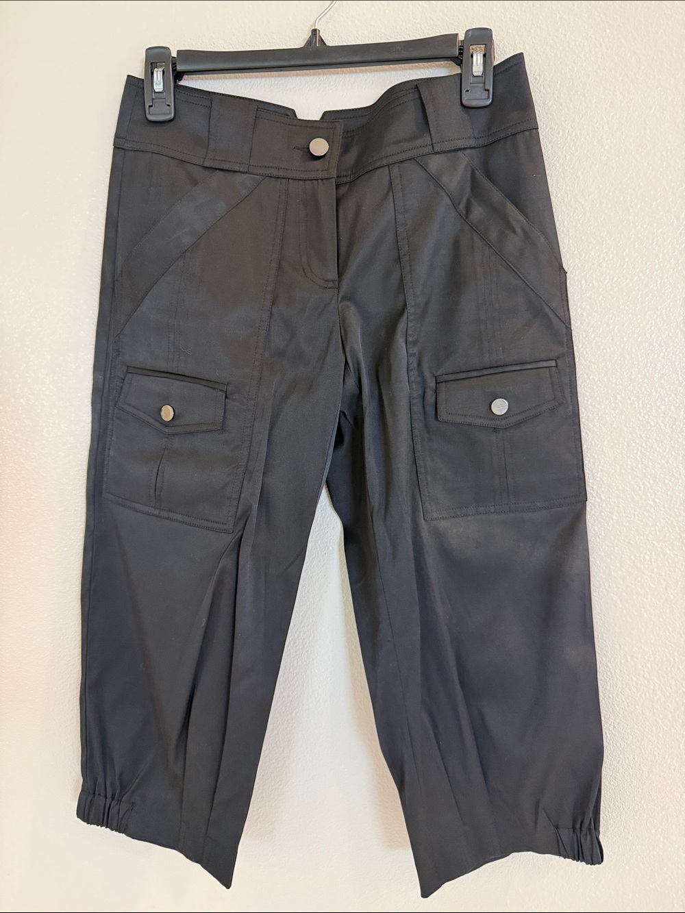 Cache Black Cargo Capri Pants with Pocket Detail